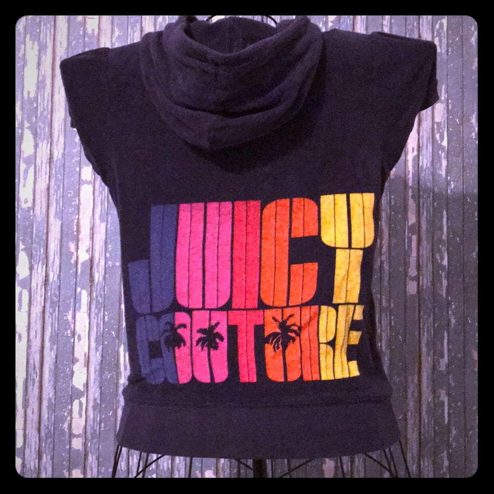 Juicy Couture Navy Short Sleeve Hoodie Large